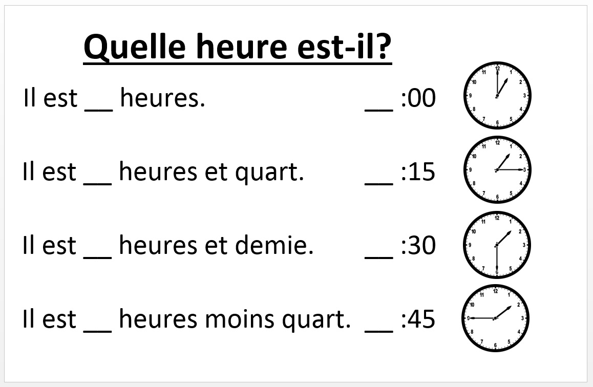 Au ou est. Обозначение времени во французском языке. Часы во французском языке. Часы по французскому языку. Часы по французски.